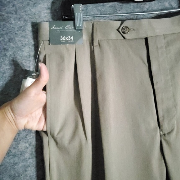 Daniel Cremieux Pleated Dress Pants Mens 36x34 Khaki Signature New NWT Classic - Picture 3 of 12